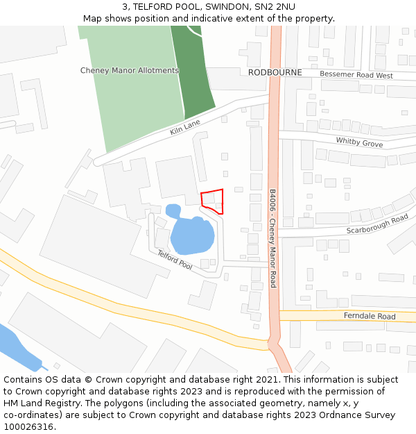 3, TELFORD POOL, SWINDON, SN2 2NU: Location map and indicative extent of plot