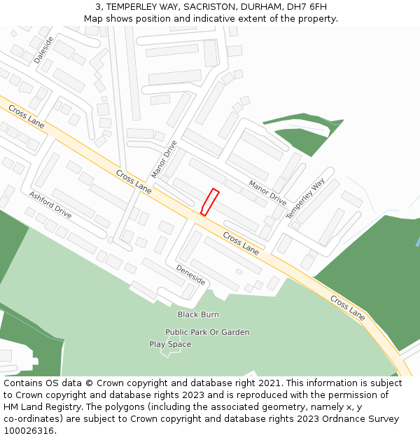 3, TEMPERLEY WAY, SACRISTON, DURHAM, DH7 6FH: Location map and indicative extent of plot