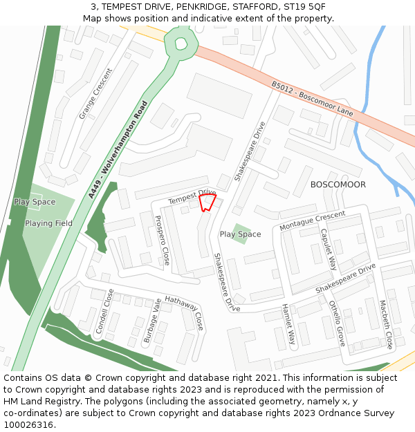 3, TEMPEST DRIVE, PENKRIDGE, STAFFORD, ST19 5QF: Location map and indicative extent of plot