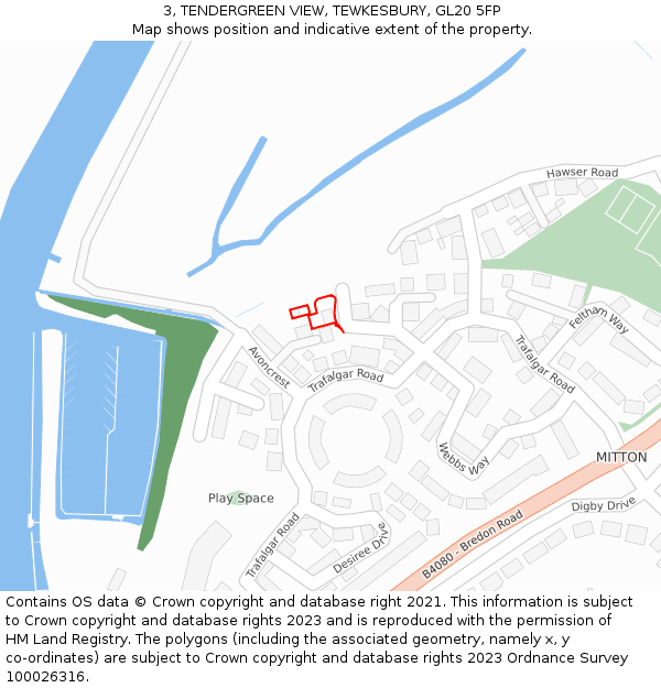 3, TENDERGREEN VIEW, TEWKESBURY, GL20 5FP: Location map and indicative extent of plot