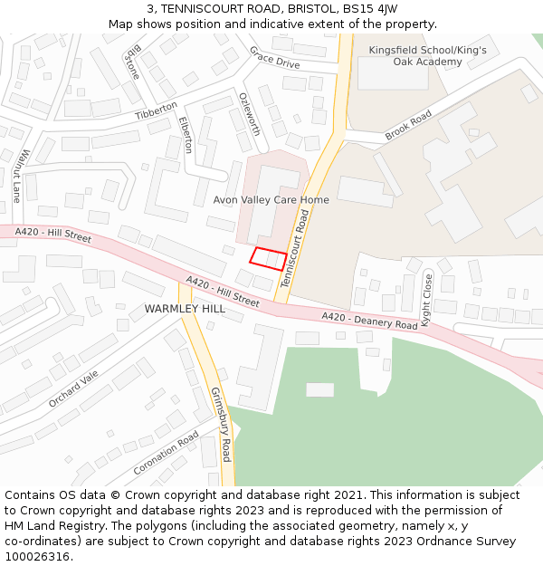 3, TENNISCOURT ROAD, BRISTOL, BS15 4JW: Location map and indicative extent of plot