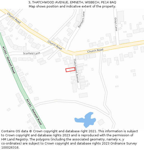 3, THATCHWOOD AVENUE, EMNETH, WISBECH, PE14 8AQ: Location map and indicative extent of plot