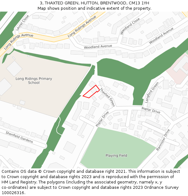 3, THAXTED GREEN, HUTTON, BRENTWOOD, CM13 1YH: Location map and indicative extent of plot