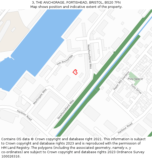 3, THE ANCHORAGE, PORTISHEAD, BRISTOL, BS20 7FN: Location map and indicative extent of plot