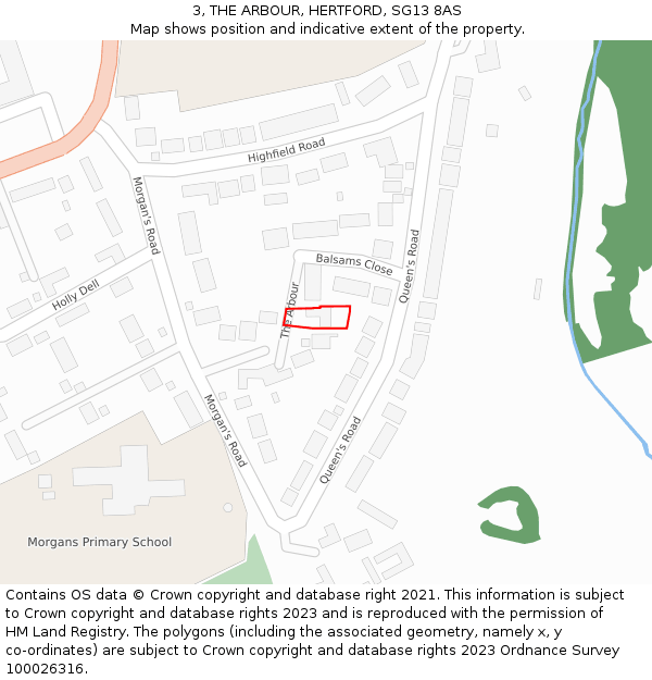 3, THE ARBOUR, HERTFORD, SG13 8AS: Location map and indicative extent of plot