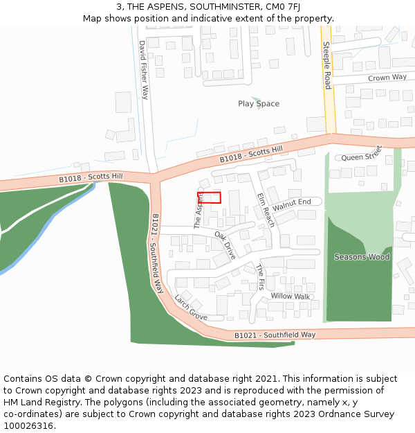 3, THE ASPENS, SOUTHMINSTER, CM0 7FJ: Location map and indicative extent of plot