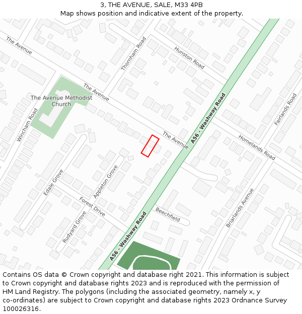 3, THE AVENUE, SALE, M33 4PB: Location map and indicative extent of plot