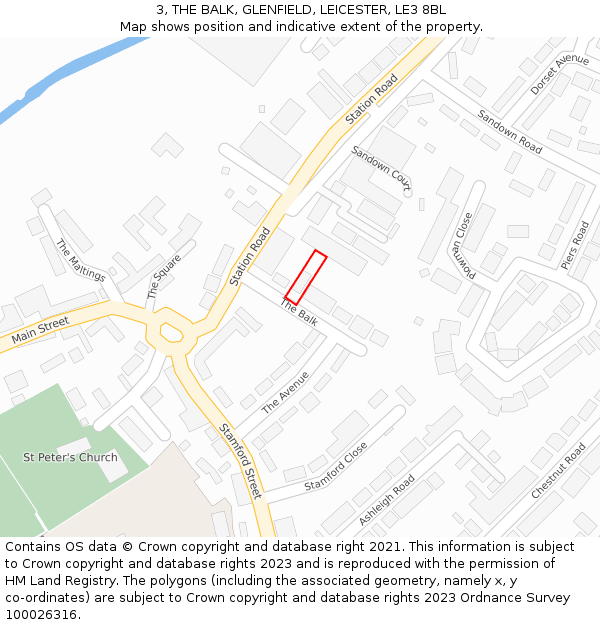 3, THE BALK, GLENFIELD, LEICESTER, LE3 8BL: Location map and indicative extent of plot