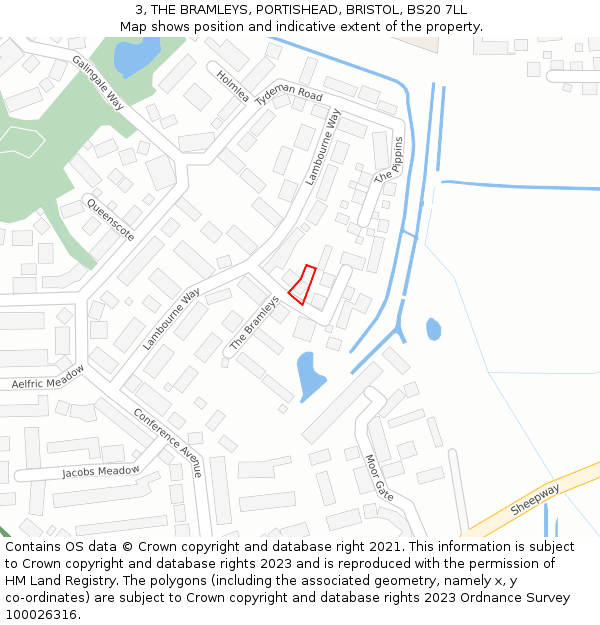 3, THE BRAMLEYS, PORTISHEAD, BRISTOL, BS20 7LL: Location map and indicative extent of plot