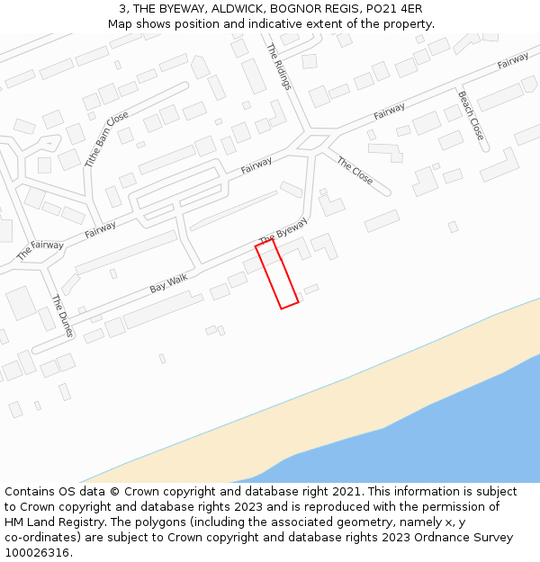 3, THE BYEWAY, ALDWICK, BOGNOR REGIS, PO21 4ER: Location map and indicative extent of plot