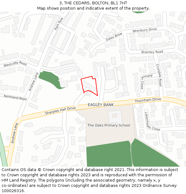 3, THE CEDARS, BOLTON, BL1 7HT: Location map and indicative extent of plot