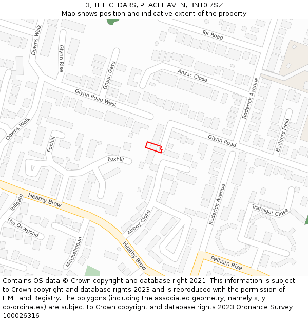 3, THE CEDARS, PEACEHAVEN, BN10 7SZ: Location map and indicative extent of plot