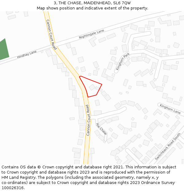 3, THE CHASE, MAIDENHEAD, SL6 7QW: Location map and indicative extent of plot