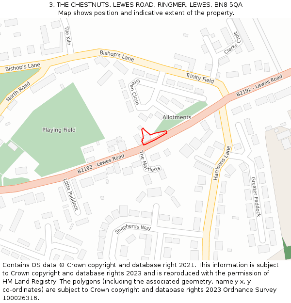 3, THE CHESTNUTS, LEWES ROAD, RINGMER, LEWES, BN8 5QA: Location map and indicative extent of plot