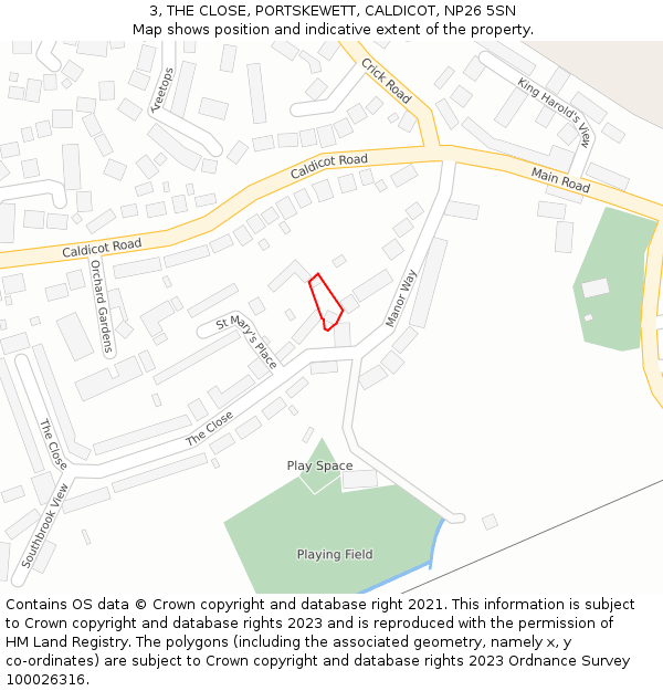 3, THE CLOSE, PORTSKEWETT, CALDICOT, NP26 5SN: Location map and indicative extent of plot