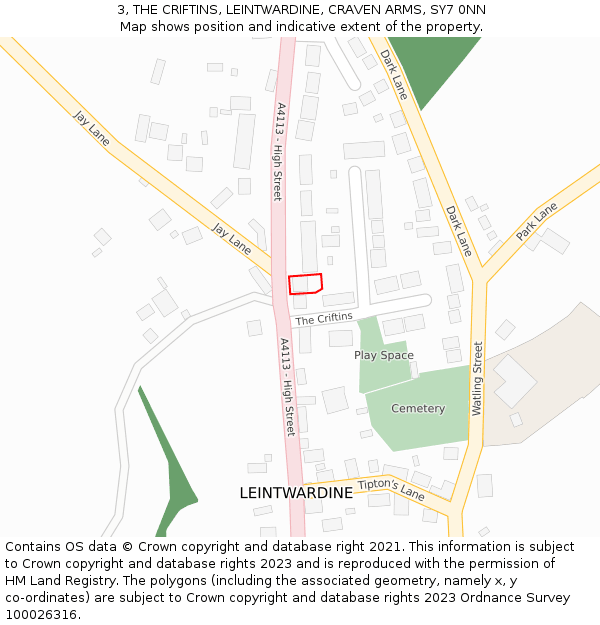 3, THE CRIFTINS, LEINTWARDINE, CRAVEN ARMS, SY7 0NN: Location map and indicative extent of plot