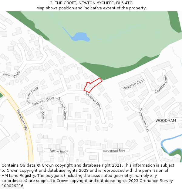 3, THE CROFT, NEWTON AYCLIFFE, DL5 4TG: Location map and indicative extent of plot