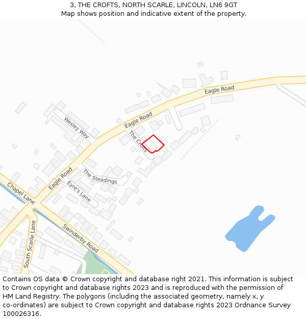 3, THE CROFTS, NORTH SCARLE, LINCOLN, LN6 9GT: Location map and indicative extent of plot