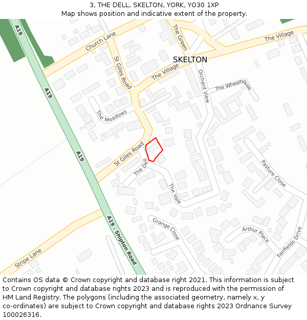 3, THE DELL, SKELTON, YORK, YO30 1XP: Location map and indicative extent of plot