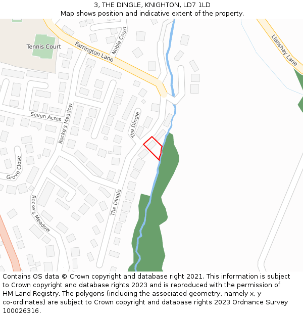3, THE DINGLE, KNIGHTON, LD7 1LD: Location map and indicative extent of plot