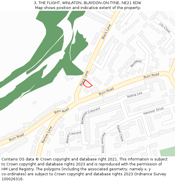 3, THE FLIGHT, WINLATON, BLAYDON-ON-TYNE, NE21 6DW: Location map and indicative extent of plot