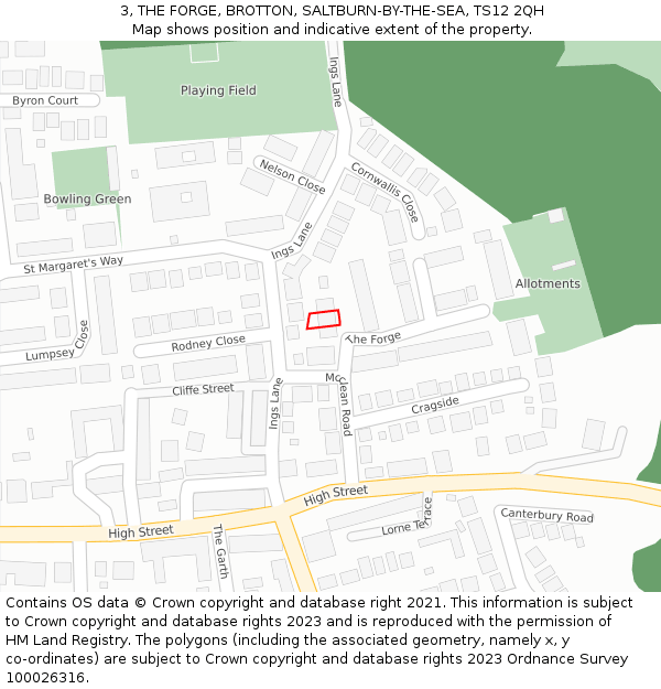 3, THE FORGE, BROTTON, SALTBURN-BY-THE-SEA, TS12 2QH: Location map and indicative extent of plot