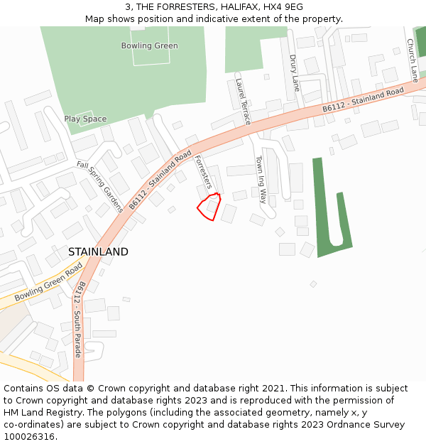 3, THE FORRESTERS, HALIFAX, HX4 9EG: Location map and indicative extent of plot
