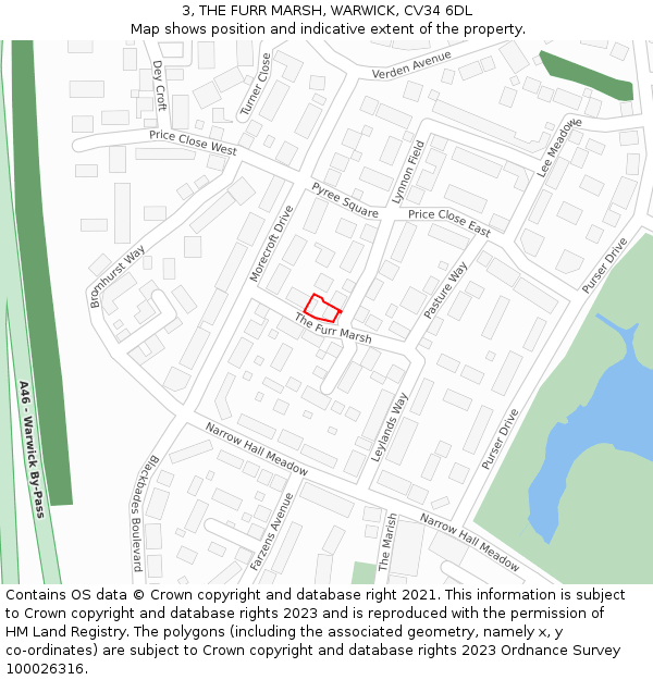 3, THE FURR MARSH, WARWICK, CV34 6DL: Location map and indicative extent of plot