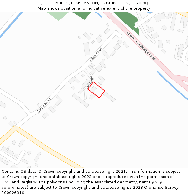 3, THE GABLES, FENSTANTON, HUNTINGDON, PE28 9QP: Location map and indicative extent of plot