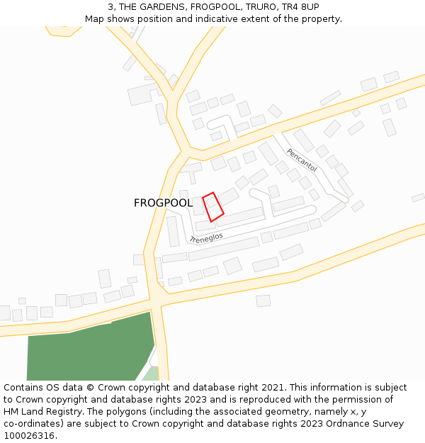 3, THE GARDENS, FROGPOOL, TRURO, TR4 8UP: Location map and indicative extent of plot