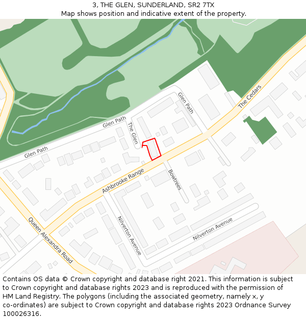 3, THE GLEN, SUNDERLAND, SR2 7TX: Location map and indicative extent of plot