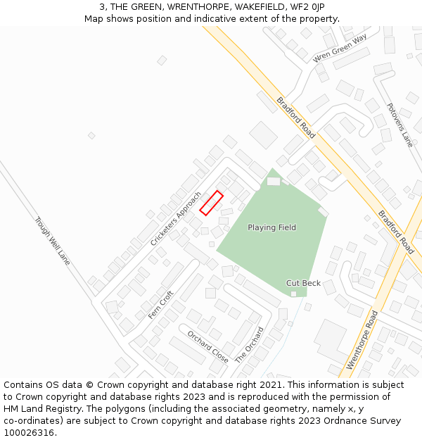 3, THE GREEN, WRENTHORPE, WAKEFIELD, WF2 0JP: Location map and indicative extent of plot