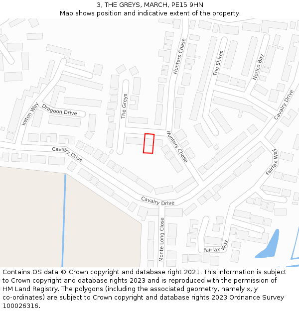 3, THE GREYS, MARCH, PE15 9HN: Location map and indicative extent of plot