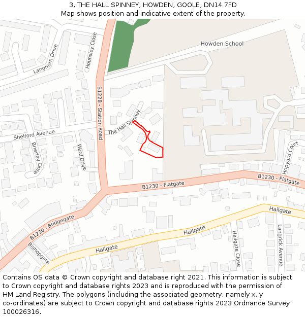 3, THE HALL SPINNEY, HOWDEN, GOOLE, DN14 7FD: Location map and indicative extent of plot