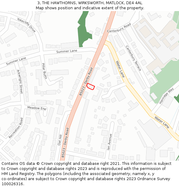 3, THE HAWTHORNS, WIRKSWORTH, MATLOCK, DE4 4AL: Location map and indicative extent of plot