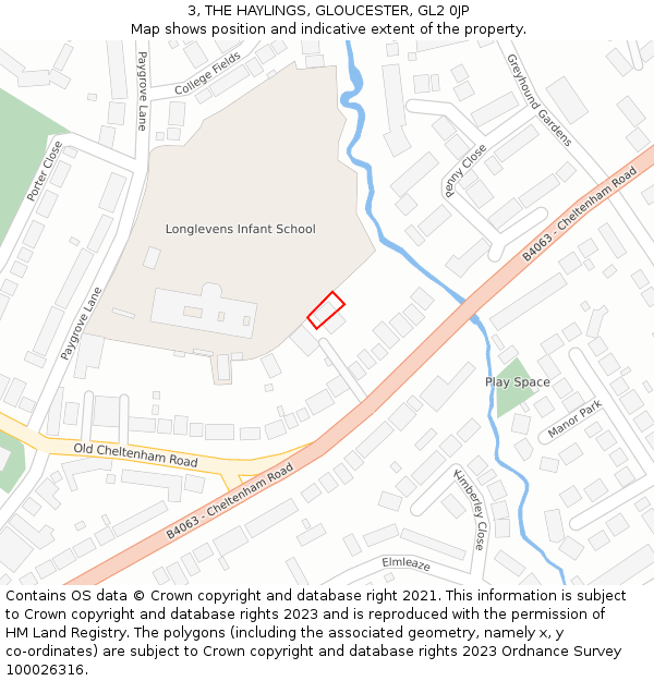 3, THE HAYLINGS, GLOUCESTER, GL2 0JP: Location map and indicative extent of plot