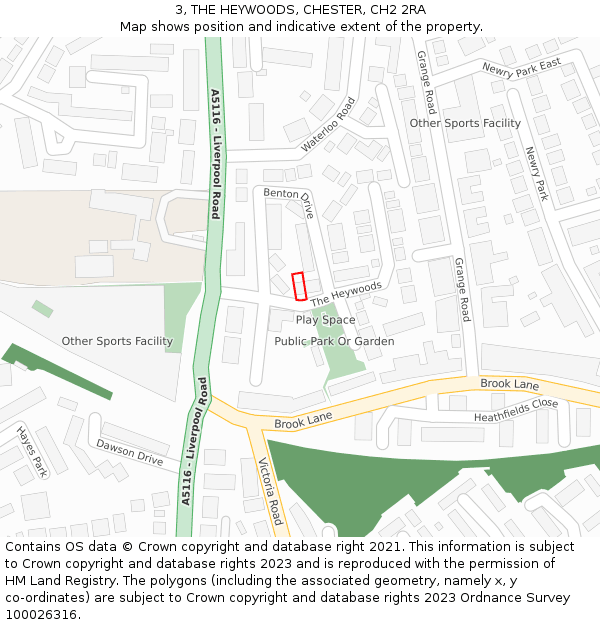 3, THE HEYWOODS, CHESTER, CH2 2RA: Location map and indicative extent of plot