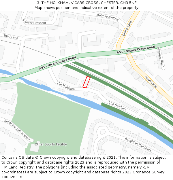 3, THE HOLKHAM, VICARS CROSS, CHESTER, CH3 5NE: Location map and indicative extent of plot