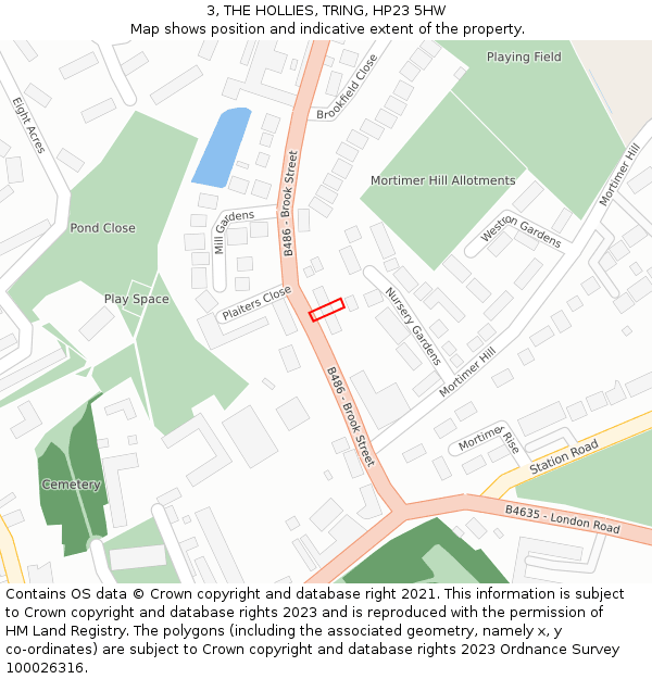 3, THE HOLLIES, TRING, HP23 5HW: Location map and indicative extent of plot