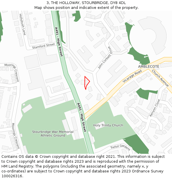 3, THE HOLLOWAY, STOURBRIDGE, DY8 4DL: Location map and indicative extent of plot