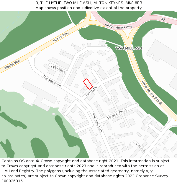 3, THE HYTHE, TWO MILE ASH, MILTON KEYNES, MK8 8PB: Location map and indicative extent of plot