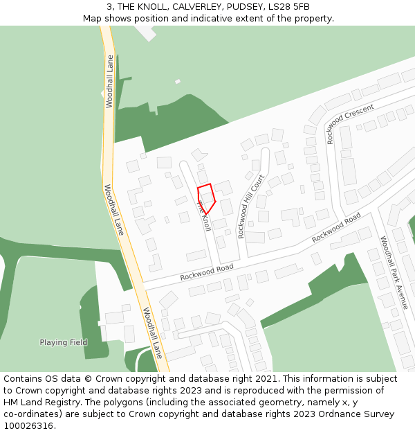 3, THE KNOLL, CALVERLEY, PUDSEY, LS28 5FB: Location map and indicative extent of plot