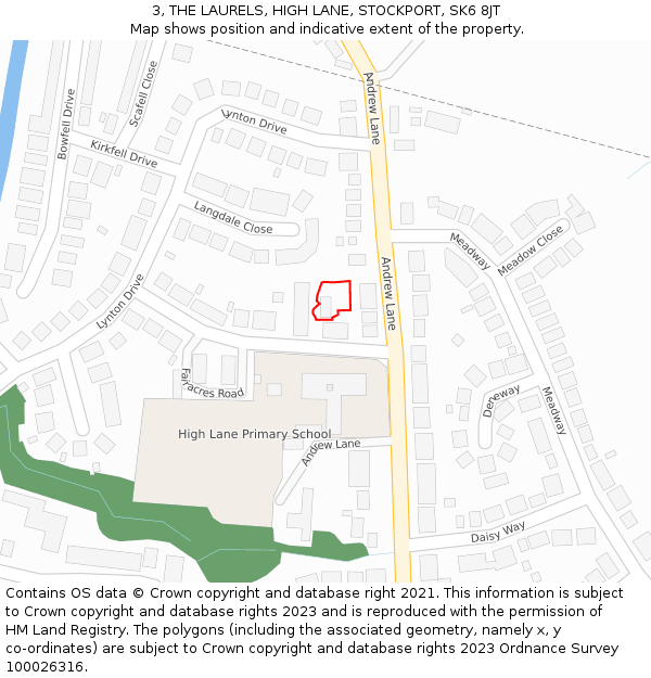 3, THE LAURELS, HIGH LANE, STOCKPORT, SK6 8JT: Location map and indicative extent of plot