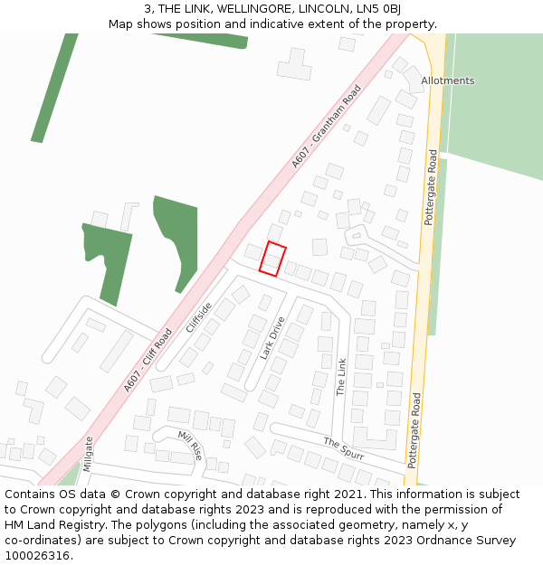 3, THE LINK, WELLINGORE, LINCOLN, LN5 0BJ: Location map and indicative extent of plot