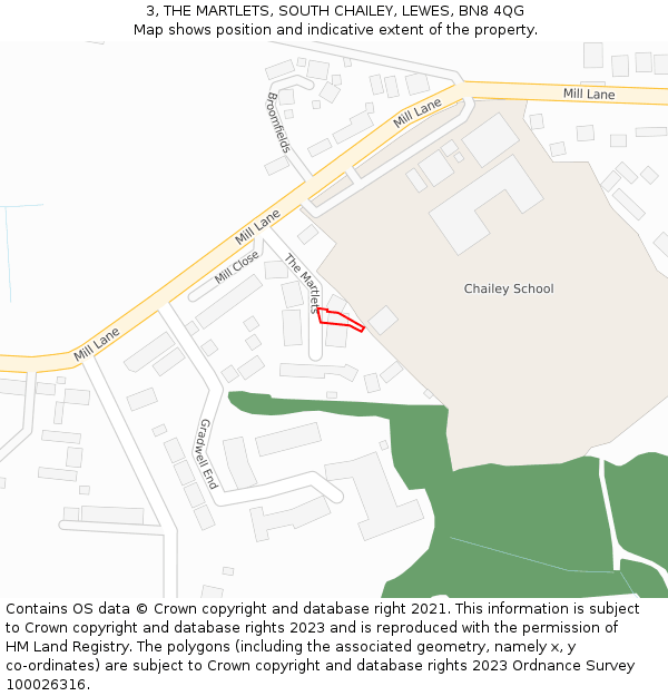 3, THE MARTLETS, SOUTH CHAILEY, LEWES, BN8 4QG: Location map and indicative extent of plot