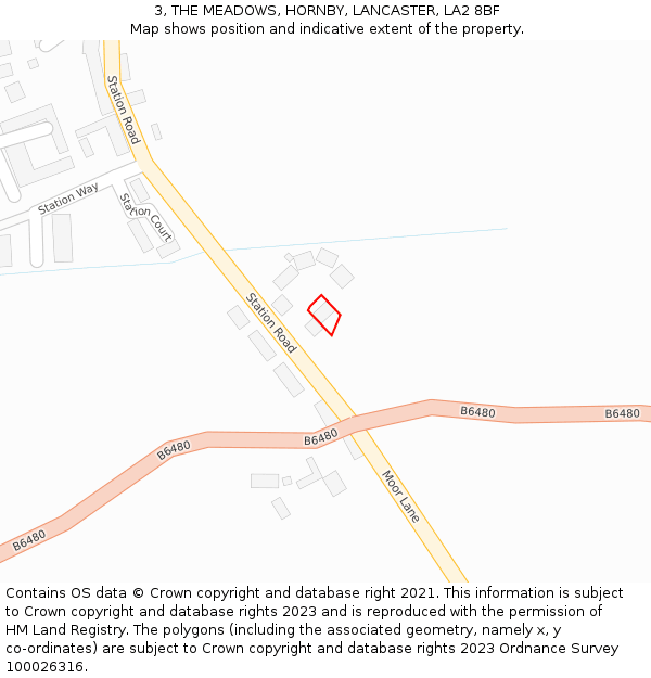 3, THE MEADOWS, HORNBY, LANCASTER, LA2 8BF: Location map and indicative extent of plot