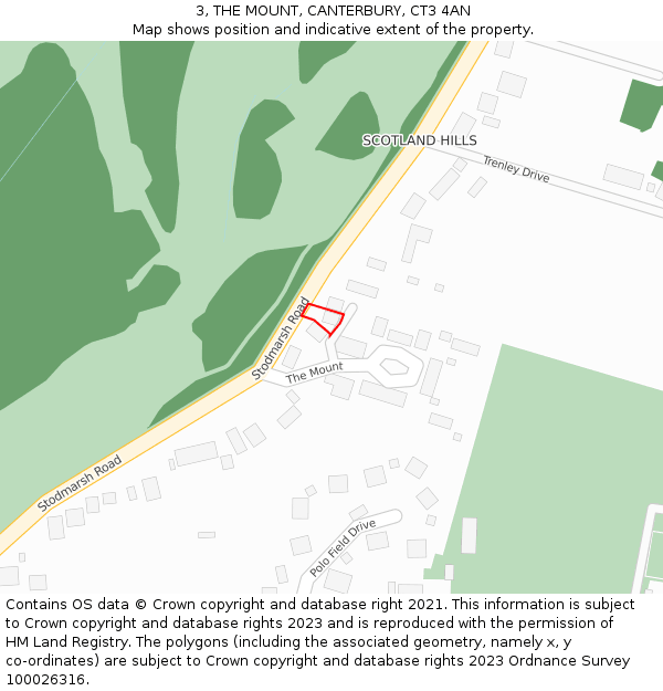 3, THE MOUNT, CANTERBURY, CT3 4AN: Location map and indicative extent of plot