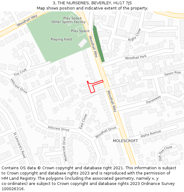 3, THE NURSERIES, BEVERLEY, HU17 7JS: Location map and indicative extent of plot