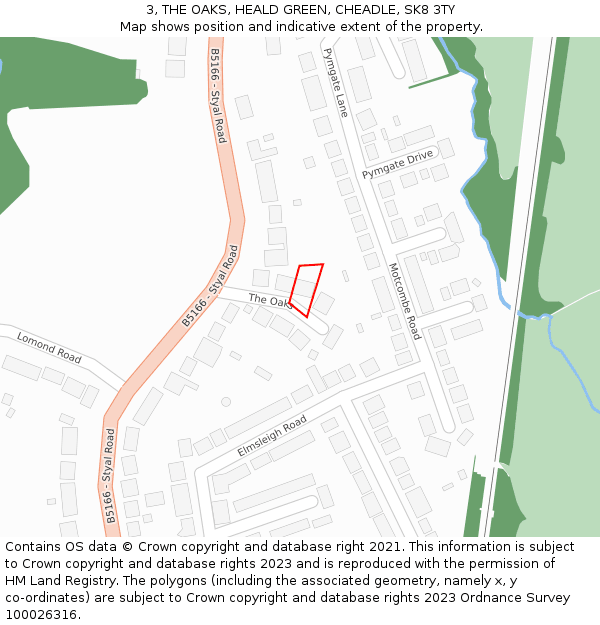 3, THE OAKS, HEALD GREEN, CHEADLE, SK8 3TY: Location map and indicative extent of plot