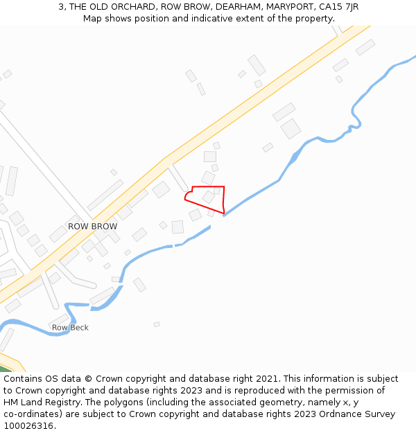 3, THE OLD ORCHARD, ROW BROW, DEARHAM, MARYPORT, CA15 7JR: Location map and indicative extent of plot